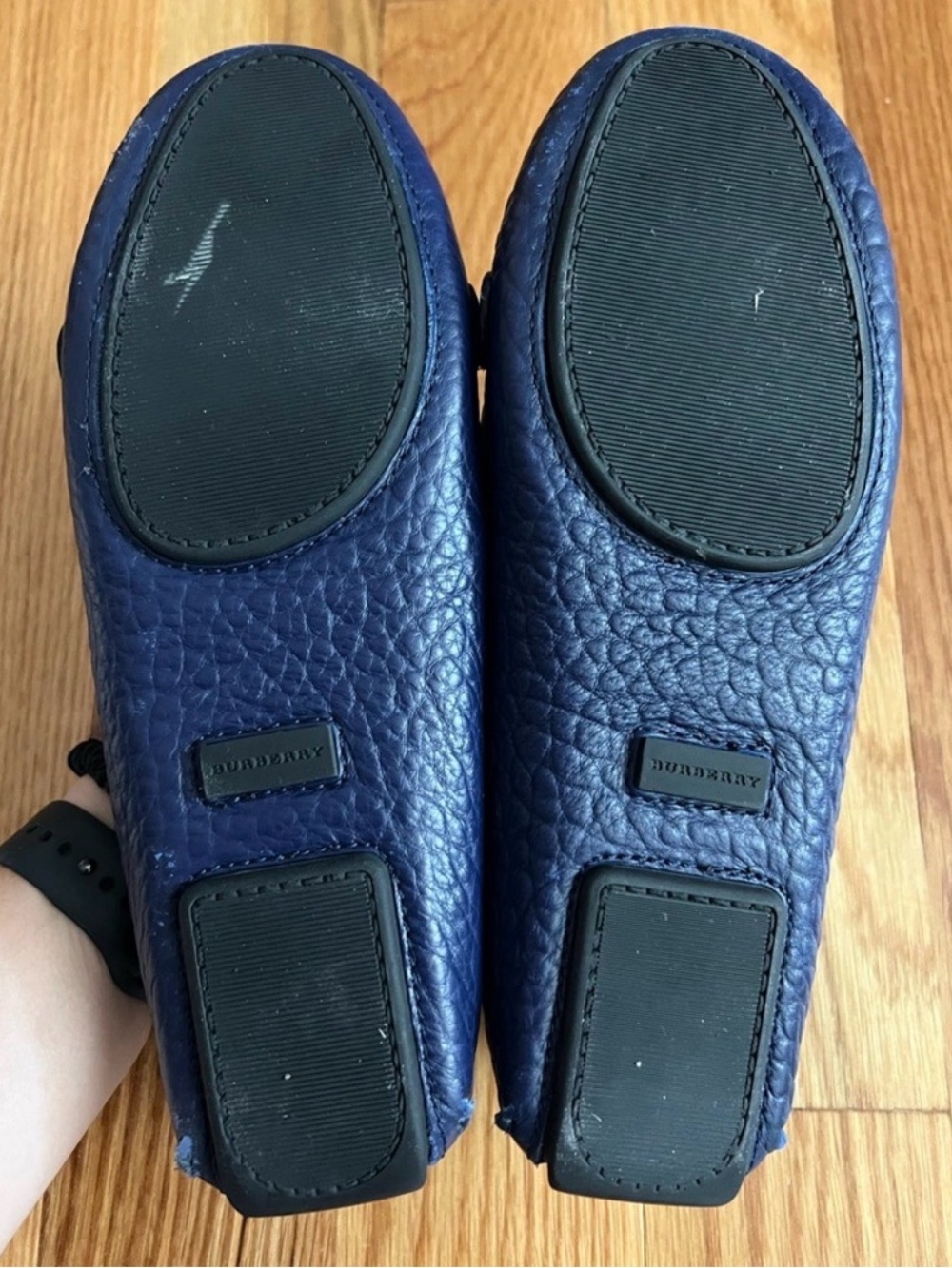 Burberry Women's Navy Blue Leather Loafers - Picture 3 of 3